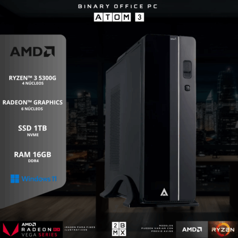 BIT PC ATOM 3 – AMD RYZEN 3 5300G /16GB DDR4 /1TB SSD /RADEON GRAPHICS