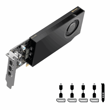 TARJETA DE VIDEO PNY (VCNRTXA400ATX-PB) NVIDIA RTX A400ATX,4GB
GDRR6,4*MDP,49BITS,24TC,768 CC