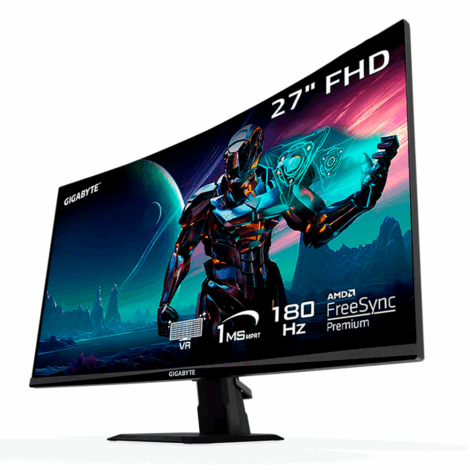 MONITOR LED GIGABYTE 27" (GS27FC) GAMING,1920X1080
FHD,CURVO,180HZ,2*HDMI 2.0,DP,1MS,PANEL VA