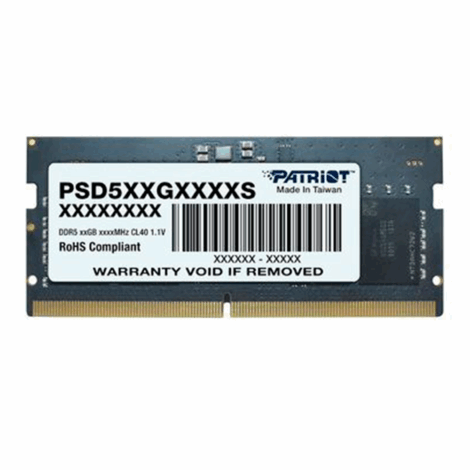 MEMORIA SODIMM DDR5 PATRIOT (PSD516G480081S) SIGNATURE 16GB (1X16GB)
4800MHZ CL40