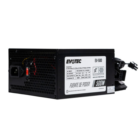 FUENTE DE PODER EVOTEC (EV-500) 500W,24 PINES,2 SATA,EMPAQUE
INDIVIDUAL