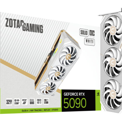 TARJETA DE VIDEO ZOTAC (ZT-B50900Q-10P) RTX 5090 SOLID OC WHITE EDITION
32GB GDDR7, PCIE 5,3*FAN