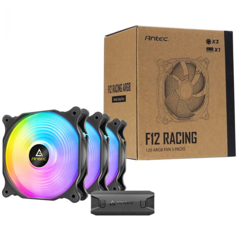 VENTILADOR P/GABINETE ANTEC (F12 RACING ARGB_3PK) PAQUETE 3 FAN ARGB
120MM,INCLUYE CONTROLADOR,NEGRO