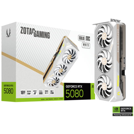 TARJETA DE VIDEO ZOTAC (ZT-B50800Q-10P) RTX 5080 SOLID OC WHITE EDITION
16GB GDDR7,PCIE 5,3*FAN