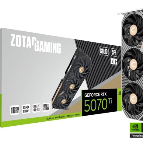 TARJETA DE VIDEO ZOTAC (ZT-B50710J3-10P) RTX 5070TI SOLID SFF OC 16GBGDDR7,2482 MHZ,HDMI,PCIE 5,3*FAN