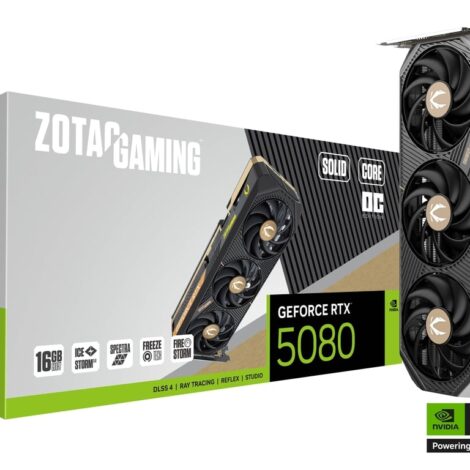 TARJETA DE VIDEO ZOTAC (ZT-B50800J2-10P) RTX 5080 SOLID CORE OC,16GB
GDDR7,2640 MHZ,PCIE 5,3*FAN