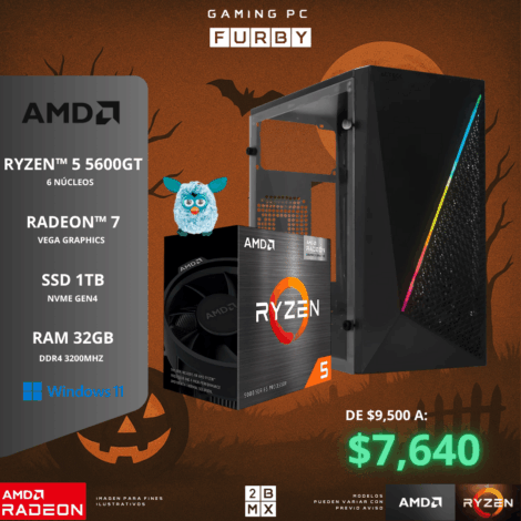Spooky Gaming PC FURBY - AMD RYZEN 5 5600GT / 32GB DDR4 / 1TB SSD / 500W