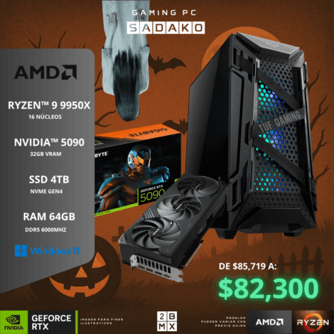 Spooky Gaming PC SADAKO – AMD RYZEN 9 9950X / RTX 5090 / 64GB DDR5 / 4TB SSD / 1000W