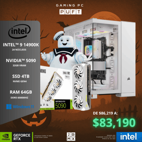 Spooky Gaming PC PUFT – INTEL I9 14900K / RTX 5090 / 64GB DDR5 / 4TB SSD / 1000W