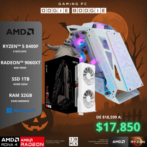 Spooky Gaming PC OOGIE BOOGIE – AMD RYZEN 5 8400F / RX 9060XT / 32GB DDR5 / 1TB SSD / 650W