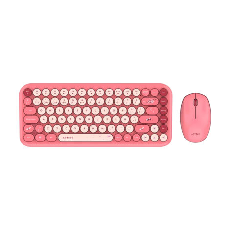 KIT TECLADO Y MOUSE INALAMBRICO ACTECK (AC-940245) MK480 CHIC K-COLORS,RF USB,85 TECLAS,65%,ROJO