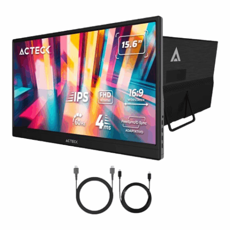 MONITOR PORTATIL 15.6" ACTECK (AC-943093) LINKPAD LP15Y, 1920*1080, 60 HZ,4MS, FHD, PLANO, NEGRO