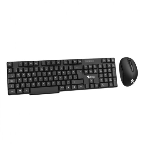 KIT TECLADO Y MOUSE INALAMBRICO STYLOS (STPKTM3B) 105 TECLAS,MOUSE 3 BOTONES,1000DPI,USB NANO,NEGRO