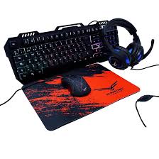 KIT 4 EN 1 NACEB (NA-0925)TECLADO,MOUSE,AUDIFONOS,MOUSE PAD,2400DPI,LED RGB,USB,NEGRO