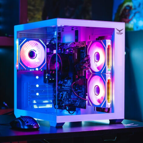 GABINETE NACEB (NA-0636B) STARFALL, MINI ATX, CRISTAL TEMPLADO,
3*VENTILADORES ARGB, BLANCO