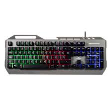 TECLADO MECANICO NACEB (NA-0966) CYBER STEEL, MEMBRANA, MULTICOLOR,
105 TECLAS, METAL-PVC, PLATA