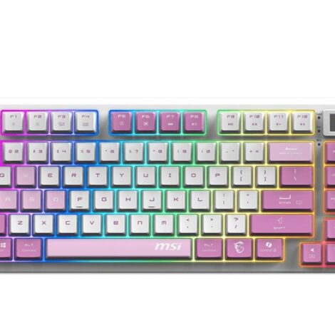 TECLADO MSI (FORGE GK600 TKL W VIOLET US) MECANICO INALAMBRICO,RGB, VIOLETA, COMPACTO 65
