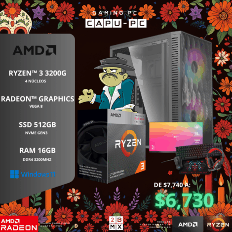 SKULL GAMING PC CAPU-PC - RYZEN 3 3200G /VEGA 8 /512GB /16GB /500W