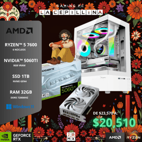 SKULL GAMING PC-LA CEPILLINA-RYZEN 5 7600/8GB VRAM /1TB/32GB/650W