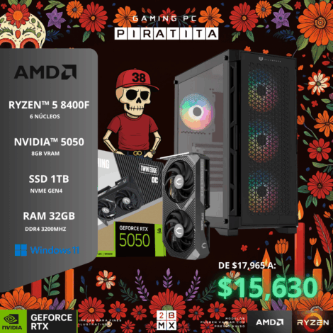 SKULL GAMING PC PIRATITA-RYZEN 5 8400F/8GB VRAM /1TB/32GB/650W