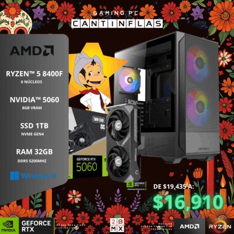 SKULL GAMING PC CANTINFLAS-RYZEN 5 8400F/8GB VRAM /1TB/32GB/650W