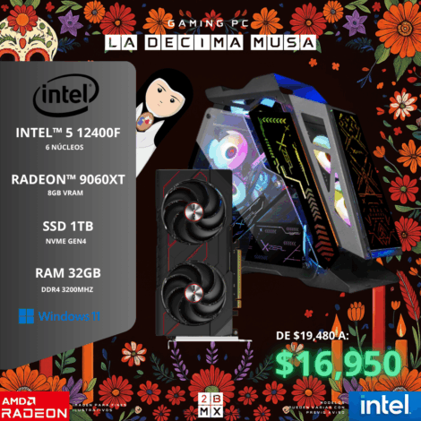 SKULL GAMING PC LA DECIMA MUSA-INTEL 5 12400F/8GB VRAM /1TB/32GB/650W