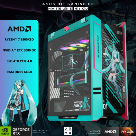 HATSUNE MIKU GAMING PC /RTX 5080 OC /AMD RYZEN 7 9800X3D /64GB DDR5 /SSD 4TB